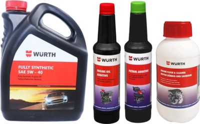 Wurth 5W-40 4L & ENGINE FLUSH & ENGINE OIL ADDITIVE & PETROL ADDITIVE_nx - Full-Synthetic Engine Oil(4750 ml)