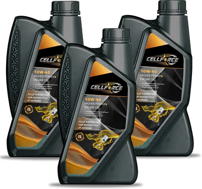 CELLFORCE 10W40 High Performance Engine Oil Superior Lubrication for 4-Stroke for Motorcycles | High-Mileage Engine Oil(1 L, Pack of 3)