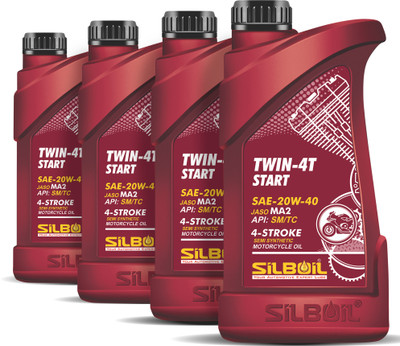 SILBOIL P4 TWIN 4T START 20W-40 ( API: SM/TC) ( JASO: MA-2) High Performance Synthetic Blend Engine Oil(1 L)