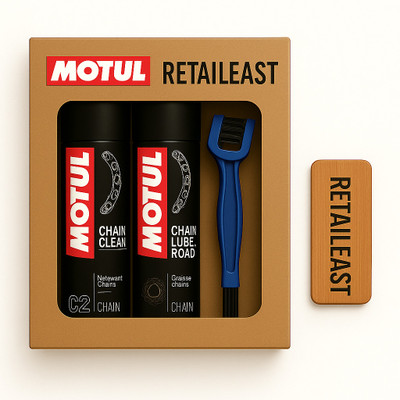 MOTUL C1 Chain Cleaner & C2 Chain Lube Combo | Keychain | Chain Cleaner Brush | Chain Oil(300 ml, Pack of 3)