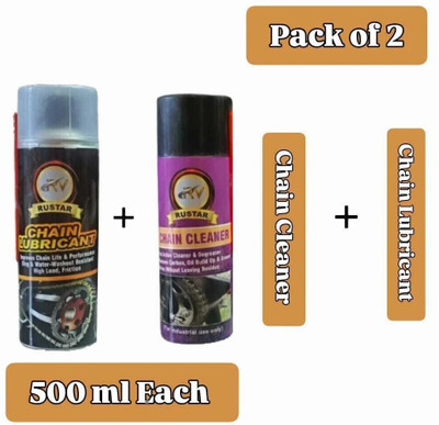 RUSTAR Combo of Chain Lubricant 500ml and Chain Cleaner 500ml (Pack of 2) For All Type of Chains Of Bike and Bicycle Chain Oil(1000 ml, Pack of 2)