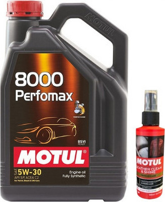 MOTUL 8000 perfomax 5w30 with leather clean combo 5w30 Full-Synthetic Engine Oil(3.5 L, Pack of 1)
