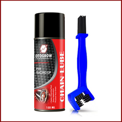 OTOGROW Chain Lubricant Degreaser Spray With Brush For Motorbike A3E Chain Lube (Chain Lubricant+Chain Bruish) (150X1 ML) Chain Oil(150 ml, Pack of 2)