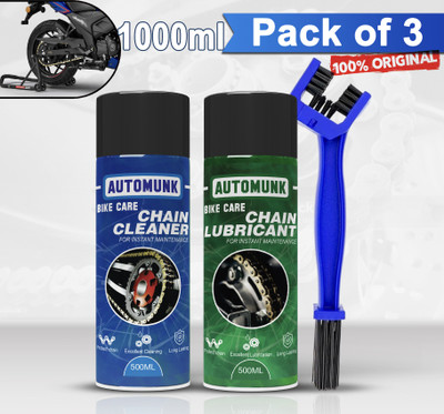 automunk Bike Chain Lubricant And Chain Cleaner Spray With Cleaning Brush lubricant Chain Oil(1000 ml, Pack of 3)