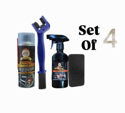 RUSTAR Combo of Chain Lube 150ml+ Liquid Car Polish 250ml with Cleaning Brush & Foam Applicator |Cleans| Shines & Protects Chain| Chain Oil(400 ml, Pack of 4)