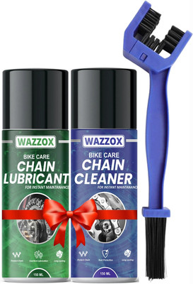 WAZZOX Bike Chain Lubricant and Chain Cleaner Spray With Cleaning Brush For Motorcycle and Bicycle Rust & Corrosion protection Prevent Chain Breakage Chain Oil(300 ml, Pack of 3)