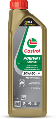 Castrol POWER1 CRUISE 20W-50 4T Engine Oil for High Performance Bikes|3-in-1 Synthetic Technology|BS VI Ready Full-Synthetic Engine Oil(1.2 L, Pack of 1)