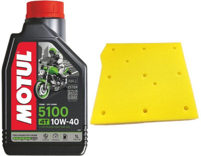 MOTUL 5100 4T 10W40 Engine Oil & CD100 AIR FOAM Filter Combo Synthetic Blend Engine Oil(1 L)
