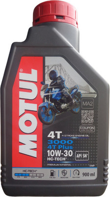 MOTUL 3000 4T PLUS 10W30 ENGINE OIL FOR BIKE - 900ML 10W30 Full-Synthetic Engine Oil(0.9 L, Pack of 1)