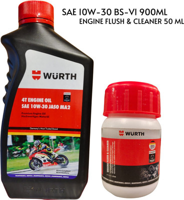 Wurth W-SAE 10W-30 BS-VI 900ML & ENGINE FLUSH & CLEANER 50ML -_nx Heavy Duty Engine Oil(950 ml)