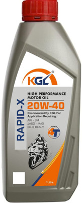 KGL RAPID-X - 20W40 | API: SN | JASO: MA2 | Bs6 Ready | Synthetic Blend Engine Oil(1 L, Pack of 1)