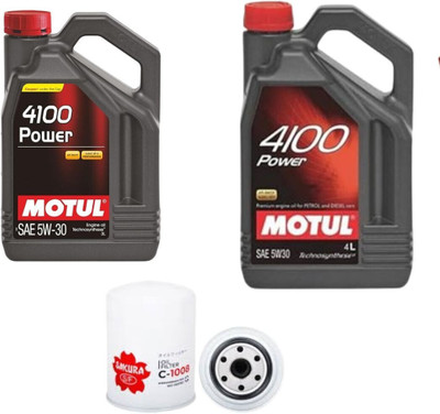 MOTUL 4100 POWER 5W30 ENGINE OIL & OIL FILTER FOR PAJERO SPORT Synthetic Blend Engine Oil(7 L)