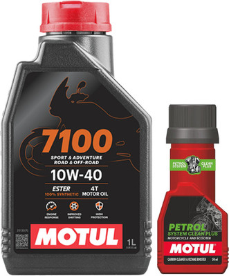 MOTUL 7100 4T 10W40 ENGINE OIL FOR BIKE - 1 L WITH PETROL SYSTEM CLEAN 50ML COMBO 10W40 Full-Synthetic Engine Oil(1 L)
