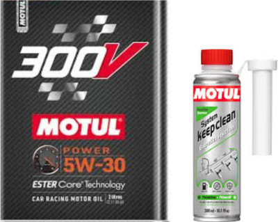 MOTUL 300V POWER 5W-30(2l)+Petrol System clean(300ml)Combo - Full-Synthetic Engine Oil(2 L, Pack of 2)