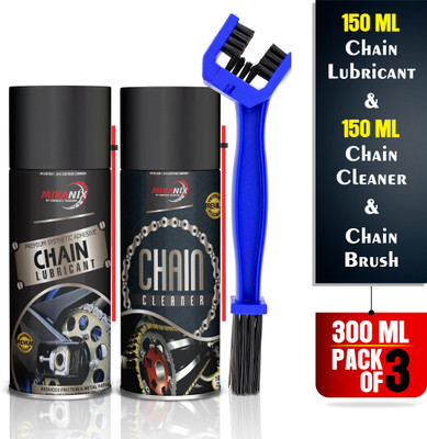MIKANIX Premium Bike Chain Lubricant & Chain Cleaner Spray With Cleaning Brush For Motorcycle & Bicycle Chain Oil(300 ml, Pack of 3)