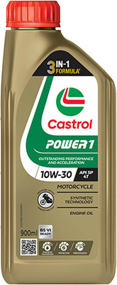 Castrol POWER1 10W-30 4T Engine Oil for High Performance Bikes|3-in-1 Synthetic Technology|BS VI Ready Full-Synthetic Engine Oil(0.9 L, Pack of 1)