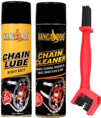 KANGAROO CL Chain Lube and Cleaner Spray 500 ML Each With Chain Cleaner Brush Bike Care Kit Chain Oil(1000 ml, Pack of 3)