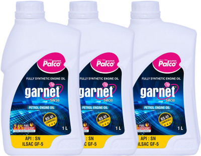 PL SUPER PALCO Garnet 5W30 Fully Synthetic Engine Oil 1 Litre API SN & ILSAC GF-5 BS-6 Diesel & Petrol Cars Fuel Efficiency Quick Cold Start Prevents Sludge & Deposits Full-Synthetic Engine Oil(3 L, Pack of 3)