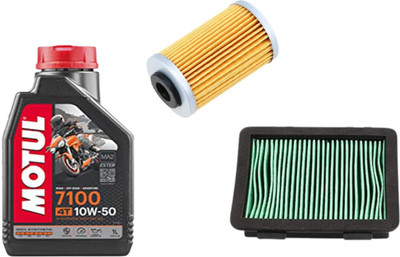 MOTUL 7100 4T 10W-50 1L with Air & oil filter for KTM 390 Synthetic Blend Engine Oil(1 L, Pack of 3)