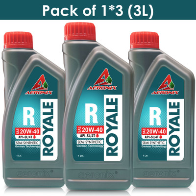 Aeronix Royale 20w-40 API - SL/4T High Tech Engine oil for Bikes, BS6 Ready Conventional Engine Oil(1 L, Pack of 3)