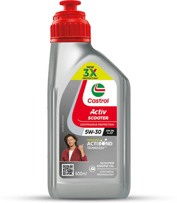 Castrol Activ SCOOTER 5W-30 4-AT for Honda BS VI Scooters 3X Protection with Actibond Technology for BS VI Scooters |API SN & JASO MB Synthetic Blend Engine Oil(600 ml, Pack of 1)