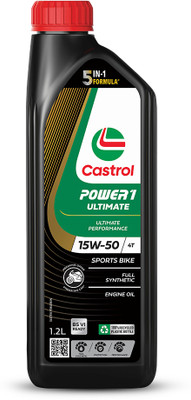 Castrol POWER1 ULTIMATE 15W-50 4T 5-in-1 Full Synthetic Technology | For High-Performance Bikes | BS6 Ready Full-Synthetic Engine Oil(1.2 L, Pack of 1)