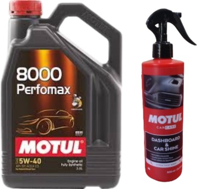 MOTUL 8000 Perfomax 5W-40(3.5ltr) & Dashboard and Car shine(500ml) combo - Full-Synthetic Engine Oil(3.5 L, Pack of 2)