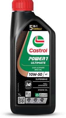 Castrol Power 1 Ultimate 10W-50 Superbike Full-Synthetic Engine Oil(1 L, Pack of 1)