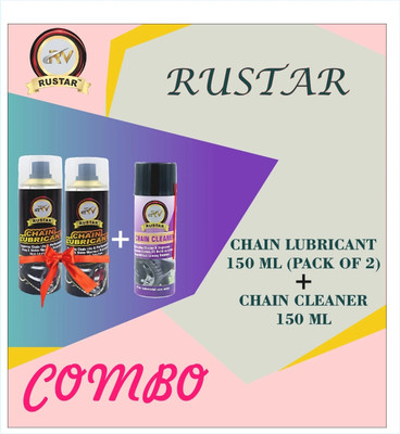 RUSTAR Combo of Chain Lubricant 300ml and Chain Cleaner 150ml For All Type of Chains Of Bike and Bicycle Chain Oil(450 ml, Pack of 3)