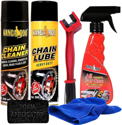 KANGAROO Chain Lube Spray & Chain Cleaner Lubricant Spray(500 ML Each) with Chain Cleaner Brush Car and Bike Polish Shiner(200 ML) Chain Oil(1200 ml, Pack of 6)