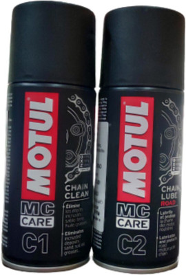 MOTUL CHAIN CLEAN C1 & CHAIN LUBE C2 MC CARE 150ML COMBO pack Fork Oil(150 ml)