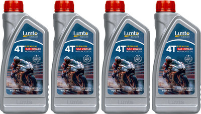 LUMTO 4T PREMIUM 20W40 900ml P4 for Bike Petrol Engine Oil for Four Stroke Bikes High Performance Engine Oil(900 ml, Pack of 4)