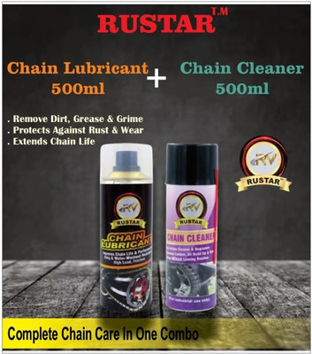 RUSTAR Combo of Chain Lubricant 500ml and Chain Cleaner 500ml (Pack of 2) For All Type of Chains Of Bike and Bicycle Chain Oil(1000 ml, Pack of 2)