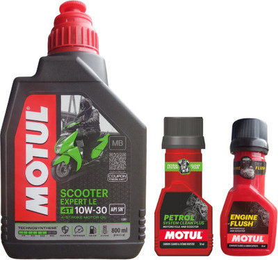 MOTUL Scooter Expert Le 10W30 - 800ml With Petrol System Clean and Flush 50ml Combo 10w30 Full-Synthetic Engine Oil(800 ml, Pack of 1)
