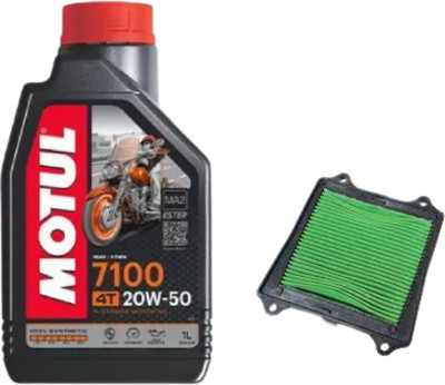 MOTUL 7100 4T 20W50 & Air Filter For Pulsar 200 Combo Synthetic Blend Engine Oil(1 L, Pack of 2)