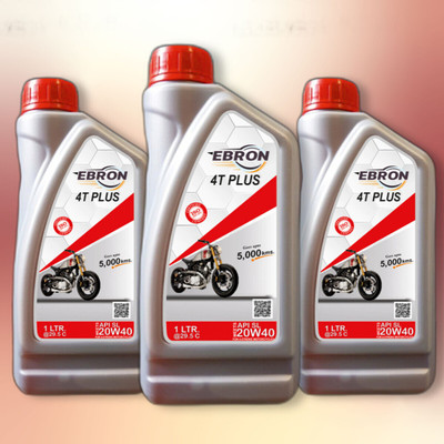 EBRON 4T Plus, 20W-40, For Bike High Engine Oil(Pack of 3) High-Mileage Engine Oil(3 L)