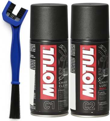 MOTUL Chain Cleaner C1 (150 ml) & Chain Lube Road C2 (150 ml) Chain Cleaner Brush | Chain Oil(300 ml, Pack of 3)