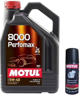 MOTUL 8000 Perfomax 5W40 With Throttle body clean 100ml Combo 5w40 Full-Synthetic Engine Oil(3.5 L, Pack of 1)