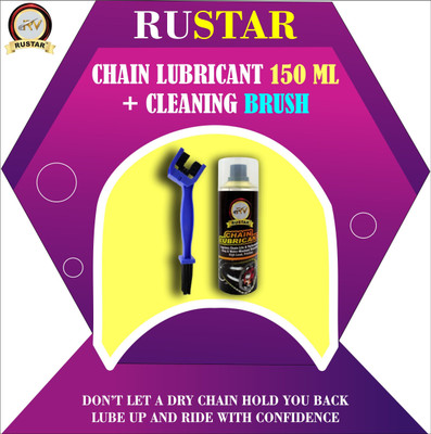 RUSTAR Bike Chain Lubricant Spray 150ml with Chain Cleaning Brush |Cleans| Shines & Protects Chain| Chain Oil(150 ml, Pack of 2)