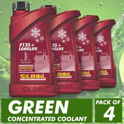 SILBOIL P4 GREEN F12S+ LONGLIFE ANTIFREEZE | Concentrated (1:4) Formula with Advanced Deep-Cool Technology Coolant(1 L, Pack of 4) SILBOIL P4 GREEN F12S+ LONGLIFE ANTIFREEZE | Concentrated (1:4) Formula with Advanced Deep-Cool Technology Coolant(1 L, Pack of 4)