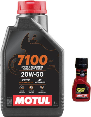 MOTUL 7100 4T 20W-50(1litre) +Engine flush(50ml) COMBO Full-Synthetic Engine Oil(1 L, Pack of 2)