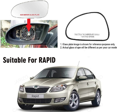 Shubh Auto Manual Passenger Side, Rear View Mirror For Skoda Rapid(Exterior, Left)