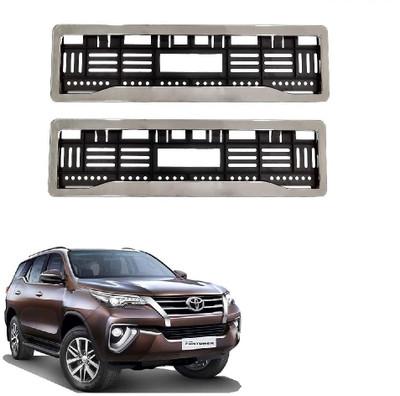 SPREADX Car Chrome number plate frame protective holder for Toyota Fortuner Type-2 Car Number Plate(Plastic 14 cm  x  2 cm)