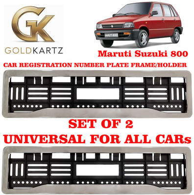 GOLDKARTZ Maruti Suzuki 800 Chrome Number Plate Frames (Front and Rear)For All Cars Car Number Plate(Plastic 51.4 cm  x  14.5 cm)