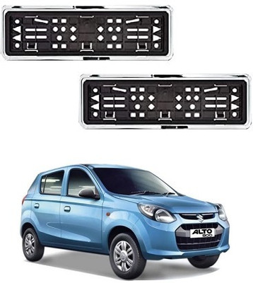 After cars Number Plate Chrome Frame (Front & Rear) for Maruti Suzuki Alto 800 Type 1 Car Number Plate(Plastic 4 cm  x  12 cm)