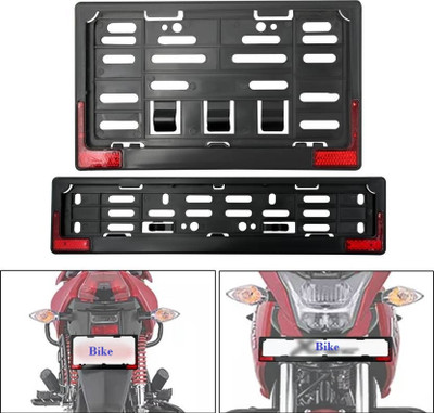 spaziogold Bike Number Plate Frame With Reflector (Standard Size for All Bikes)- Set of Two Bike Number Plate(Plastic 30 cm  x  12 cm)