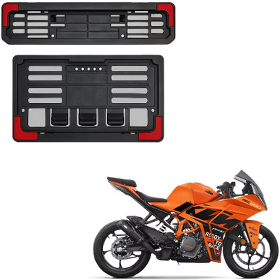 JMA TRADING Plastic Number Plate Holder with Red Corners for RC 390 Bike Number Plate(Plastic 22.7 cm  x  6.5 cm)
