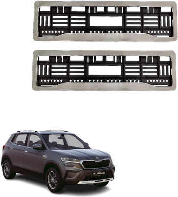 SPREADX Car Chrome number plate frame protective holder for Skoda Kushaq Car Number Plate(Plastic 14 cm  x  2 cm)
