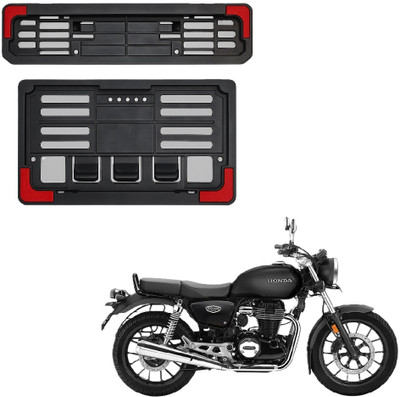 JMA TRADING Plastic Number Plate Holder with Red Corners for Hness CB350 Bike Number Plate(Plastic 22.7 cm  x  6.5 cm)