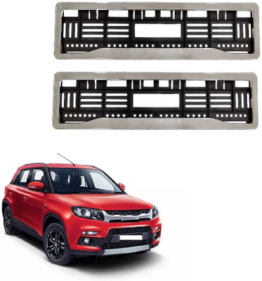 SPREADX Car Chrome number plate frame protective holder for Maruti Suzuki Brezza Car Number Plate(Plastic 14 cm  x  2 cm)